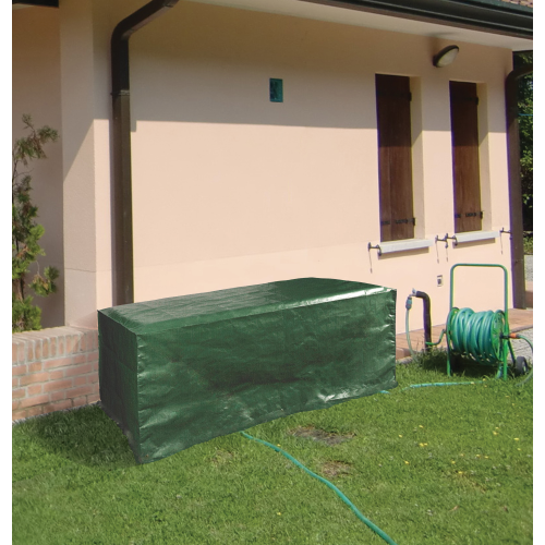 Housse de table rectangulaire d'extérieur en polyester vert 150x100x70 cm lavable et résistant aux intempéries