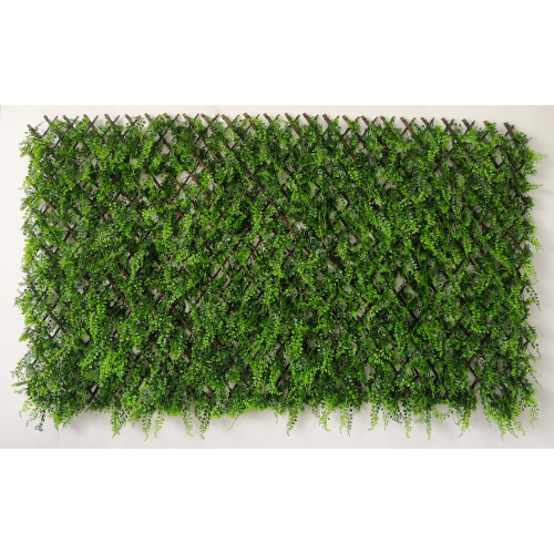 Arella avec clôture extensible en bois de saule et herbe à feuilles persistantes en polypropylène 100x200 cm max pour jardin extérieur