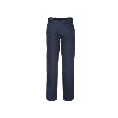 Koem pantalon de travail 100% coton couleur bleu surpiqûres contrastées multipoches