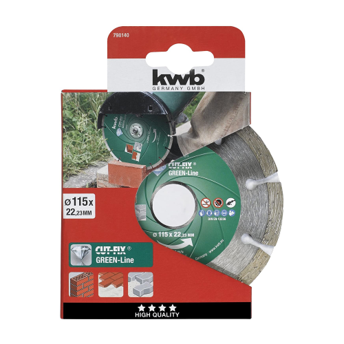 Kwb 1 disque à tronçonner diamant Green line 115x22mm pour meuleuse polyvalente pour briques de tuiles en béton