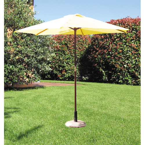 Koem paraguas redondo con estructura de madera y tapa de poliéster beige Ø 250 cm para jardín exterior