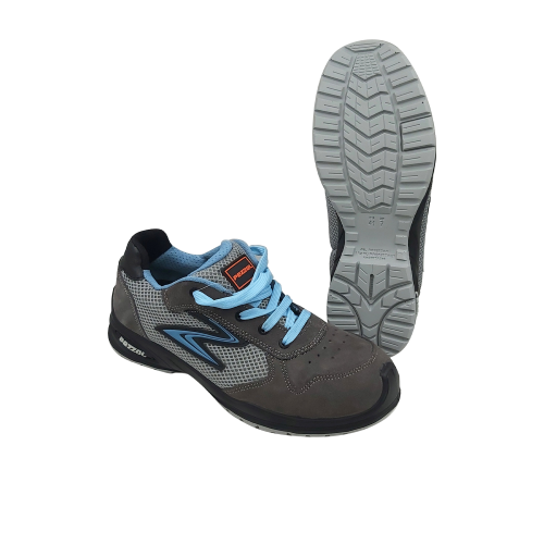 Pezzol D10S S1P scarpe da lavoro basse estive antinfortunistica in pelle scamosciata grigio/azzurro limited edition made in Italy