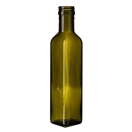Botella de vidrio marasca 500 ml específica para la conservación del aceite tapón de rosca boca no incluida
