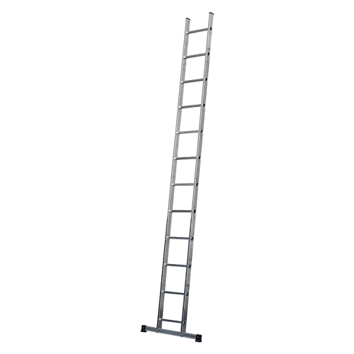 Aluminum ladder with one element with stabilizer bar 12 steps h 340 cm square section rungs and lower foot upright