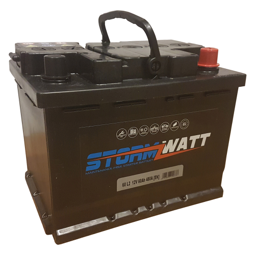 Batería de coche Stormwatt 60 AH L2 12V inrush 480A de larga duración para todo tipo de vehículos