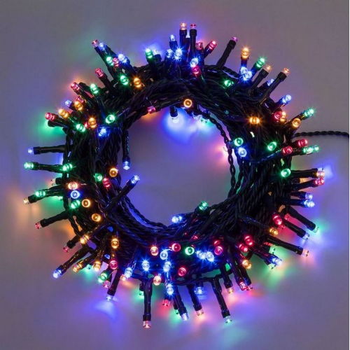 Lotti Lichterketten Weihnachtsbeleuchtung LED Ø 5 mm mehrfarbig Reflex RGB mit 8 Lichtspielen und Memory grünes Kabel für Outdoor und Indoor