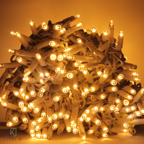 Stringa catena 30  metri serie 300 luci di Natale a Maxi Led Bianco Caldo senza scatola per uso esterno ed interno 