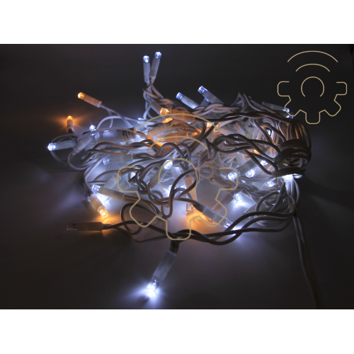 Chaîne de lumières de Noël à led blanc froid série Crylight avec flash blanc chaud pour extérieur IP44 professionnel et certifié