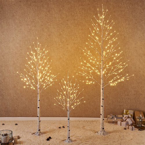 Árbol de Navidad decorativo con 48 luces LED de color blanco cálido, altura 90 cm, 24V para uso interior y exterior