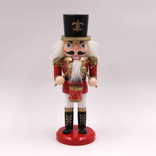Nussknacker Puppe aus Holz mit Sockel H 20 cm Weihnachtsdekoration Soldat rot und schwarz für Innenräume