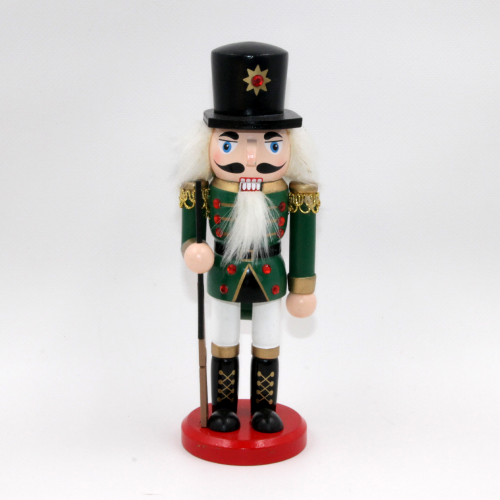 Marionnette casse-noisette en bois avec socle h 20 cm décoration de Noël verte et noire avec fusil de chasse pour intérieurs