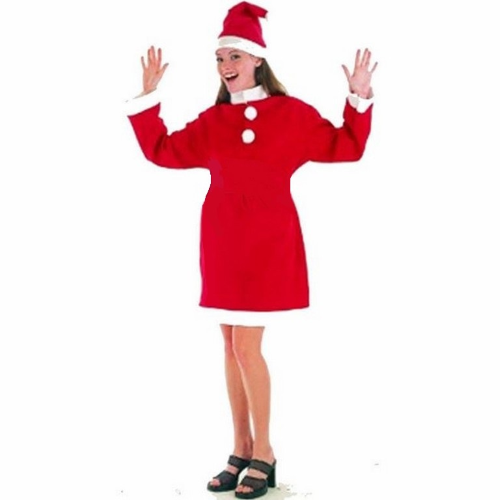 Weihnachtsmann Kostüm für Damen rote Jacke und Mütze Einheitsgröße
