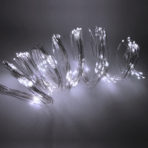 Wisdom cascata di luci con 300 micro Led bianco ghiaccio 15 fili in rame da 2 metri per uso interno ed esterno