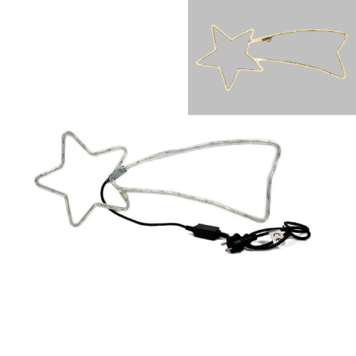 Tubo de luz led Festar 2 mt forma cometa navideña cable amarillo y luz dorada para interior y exterior