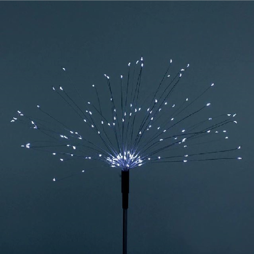 Wisdom 4843 albero di natale 60 cm con 80 microled bianco ghiaccio a pannello solare con giochi di luce e telecomando per interno ed esterno 