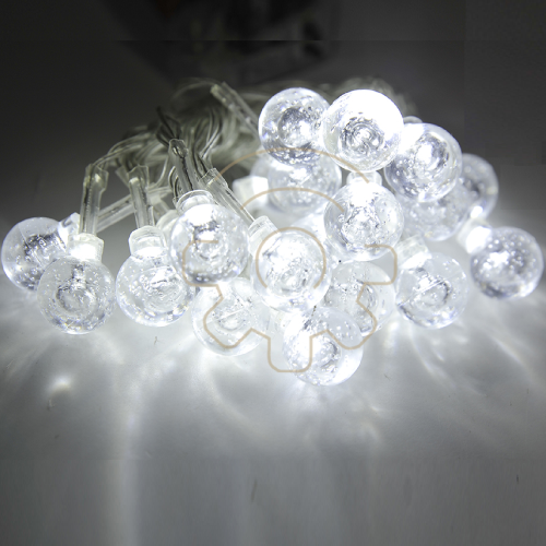 Lumières de Noël à LED série 20 avec piles boule blanche glacée Chaîne de 2 mètres 2 jeux pour une utilisation en intérieur