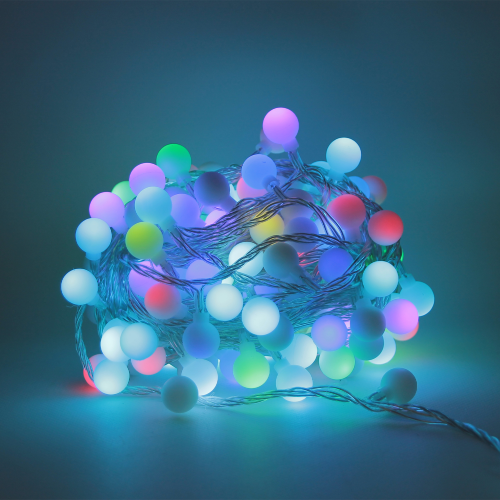 Wisdom Line stringa catena 16 mt serie da 160 luci per albero di Natale a led palla palline Multicolore RGB cavo trasparente con 8 giochi di luce e memoria per uso esterno interno