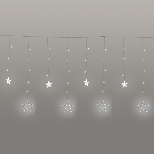 Tenda di stelle Natalizia con 140 luci a led 3x0.8 metri Bianco Ghiaccio con 8 giochi di luce per esterno e interno