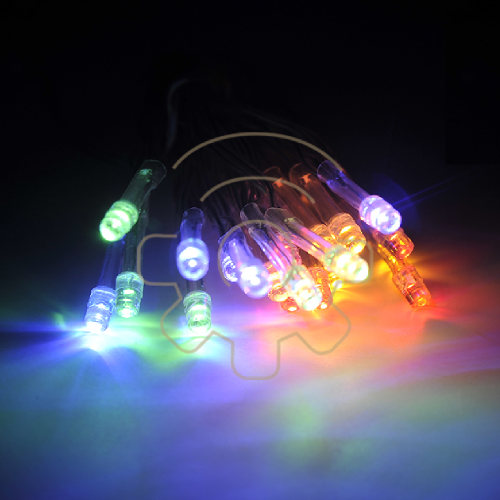 Stringa serie 10 luci di Natale a led multicolore a batterie pile 1,2 mt catena 2 giochi per esterno e interno