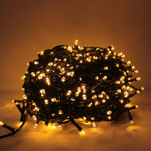 Wisdom stringa serie catena luci di Natale 500 led colore Bianco Caldo cavo verde con 8 giochi di luce 25 mt per uso esterno ed interno