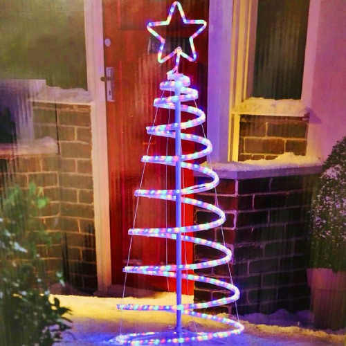 Weisheits-Spiral-Weihnachtsbaum mit mehrfarbig leuchtender LED-Röhre mit 8 Lichtspielen und Fernbedienung USB-Steckdose für den Innenbereich