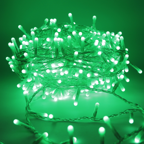 Luccika Home stringa luminosa catena serie luci per albero di Natale luminosità 360° a led Verde cavo trasparente con 8 giochi di luce e memoria per uso esterno interno