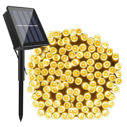 Wisdom Line stringa luminosa catena serie di luci a pannello solare per albero di Natale a led Bianco Caldo con 8 giochi di luce e memoria per uso esterno interno