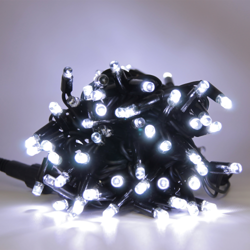 Corde de sagesse série Noël en Maxiled reflex 8 mm lumière blanche glacée tout câble noir intermittent pour extérieur IP44 professionnel et certifié