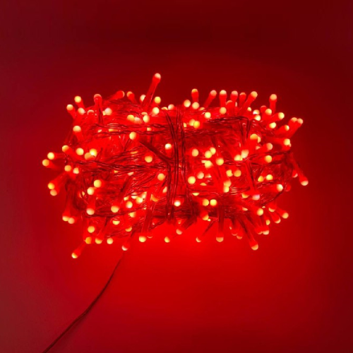 Luccika Home Lichterkette Weihnachtsbaumlichter Serie 360 ° Helligkeit rotes LED transparentes Kabel mit 8 Lichtspielen und Speicher für den Innen- und Außenbereich