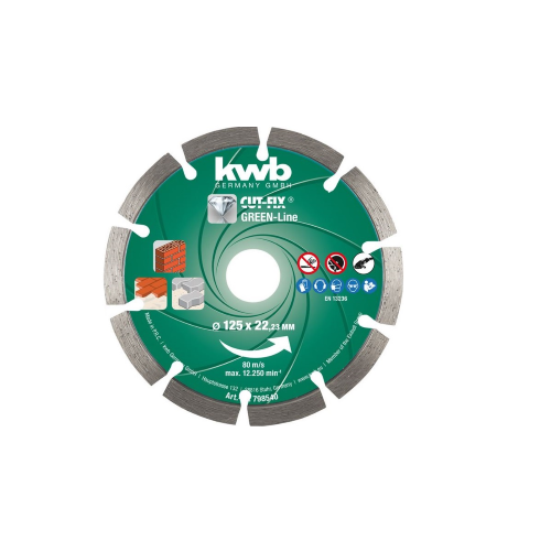 Disque à tronçonner diamant Kwb Green Line 180x22 mm pour meuleuse polyvalente pour briques de tuiles en béton