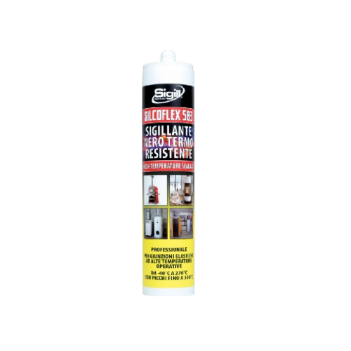 Sigill silcoflex 583 cartuccia silicone alta temperatura nero fino a 270° per camini e stufe 300 ml made in italy