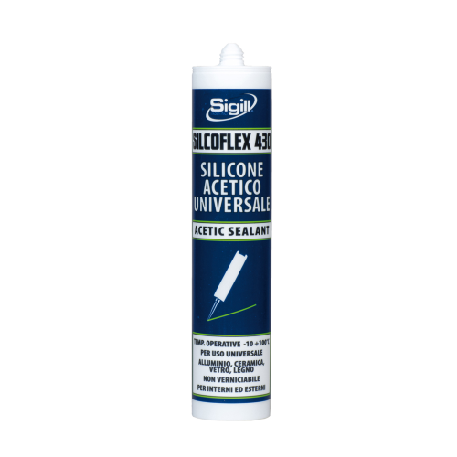 Sigill Silcoflex 430 universal transparent acetic silicone cartridge 280 ml for interiors and exteriors made in Italy
