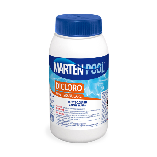 Marten cloro 56 % dicloro granulare agente clorante barattolo da 1 kg per piscina