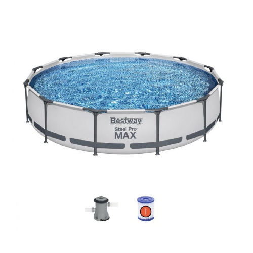 Bestway 56416 Steel Pro MAX piscine hors sol ronde cm Ø 366x76 h avec cadre 6.473 lt pour jardin extérieur