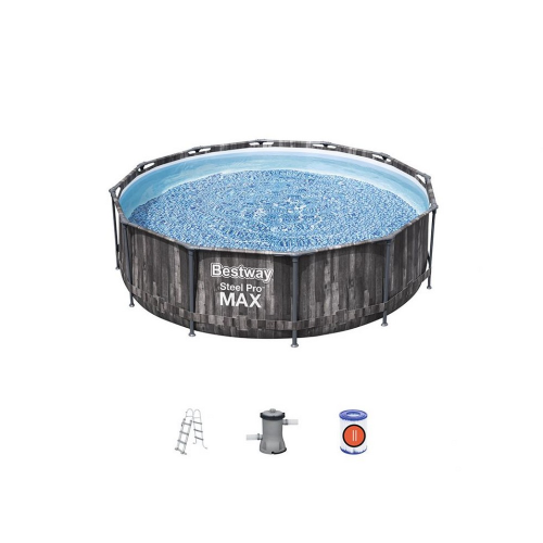 Bestway 5614X Steel Pro MAX piscina sobre suelo redonda cm Ø 366x100 h con marco bomba filtro escalera para jardín exterior