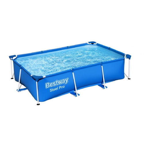 Bestway 56403 piscina rettangolare blu Power Steel 259x170x61 cm con telaio da giardino esterno