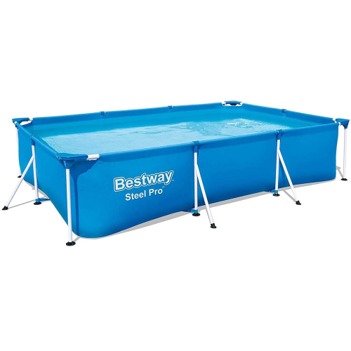 Bestway 56404 Power Steel blau rechteckiger Pool 300 x 201 x 66 cm mit Outdoor-Gartenrahmen