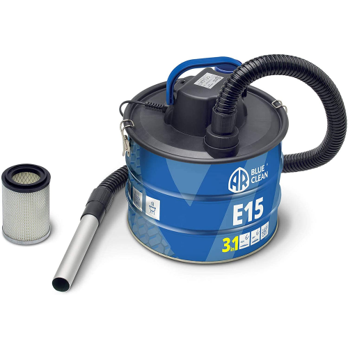 Bidone aspiracenere Annori Reverberi AR Blue Clean E15 in acciaio 1000W da 15 lt con filtro Hepa per stufe e camini e 3 funzioni aspiracenere, aspirapolvere, soffiatore