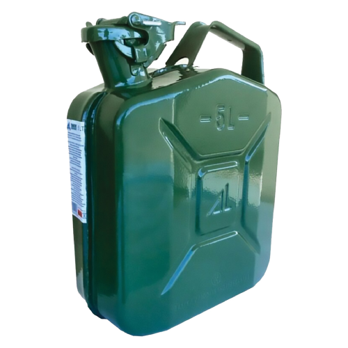 Tanica in metallo verde omologata per trasporto di idrocarburi benzina gasolio 5 lt senza boccaglio
