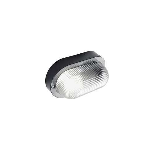 Plafonnier Sovil ovale en polycarbonate noir 40W E27 cm20,5x9,2x12h IP44 pour extérieur
