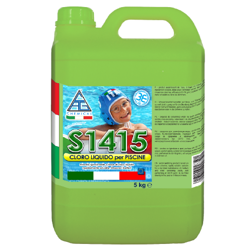 Chlore liquide désinfectant pour piscines Chimique S1415 5 kg action antibactérienne pour piscines