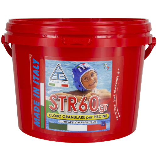 Cloro per piscine STR60GR in polvere confezione da 5 kg disinfettante e antibatterico piscina