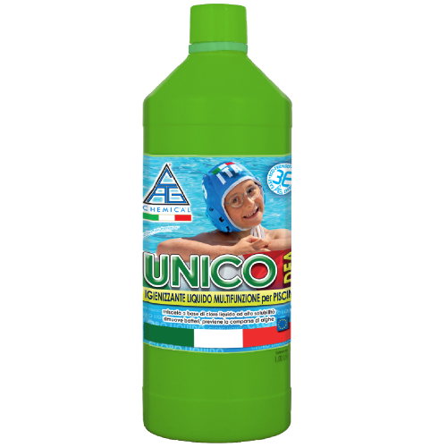 Chlore liquide désinfectant multifonction pour piscines Chemical Unico 1 kg action antibactérienne pour piscines