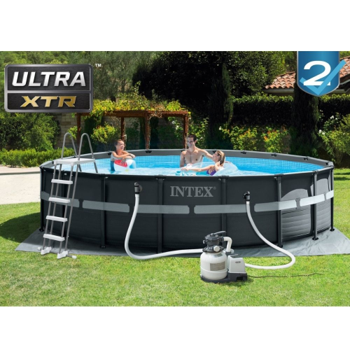 Intex 26330 piscina con telaio Ultra Frame XTR cm 549x132h pompa filtro a sabbia scaletta telo copertura e telo base