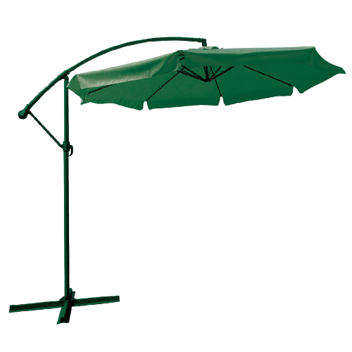 Paraguas descentralizado Flyn con manivela de acero con tapa de poliéster verde ø 300 cm para jardín exterior