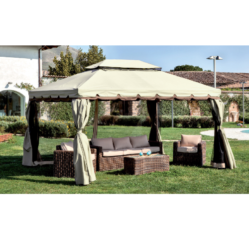 Adventure gazebo 3x4x2.7 m aluminum structure mosquito net top and side covers in polyester for outdoor garden