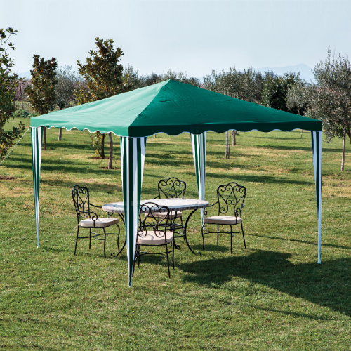 Pavillon aus lackiertem Stahl mit grüner Polyesterplatte 3x3x2,5 Meter für Garten im Freien