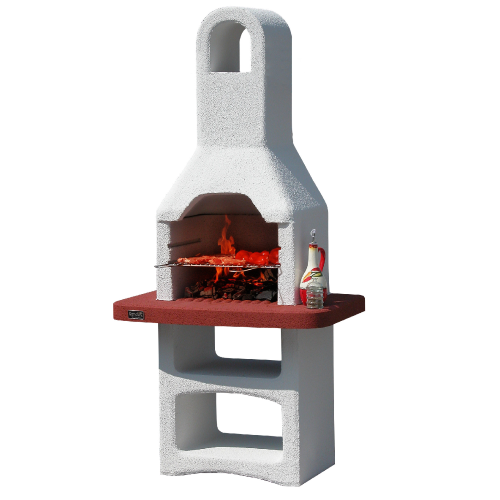 Barbecue à charbon dallas en maçonnerie de béton réfractaire avec hotte et grille en acier inoxydable
