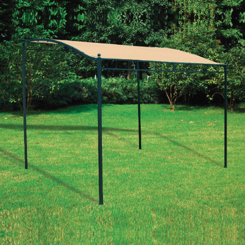 Pergola Veranda aus grünem Stahl und Oberseite aus beigem Polyester 250x300x250 / 203 cm für Garten im Freien