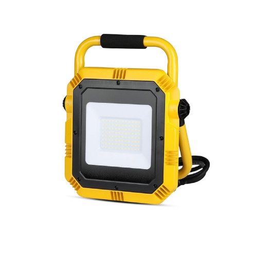 Faro led V-tac 946 50W amarillo/negro blanco hielo 6400K con cable de 3 mt IP44 4000Lm de samsung